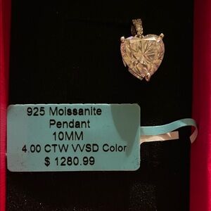 Moissanite Heart Pendant in Silver